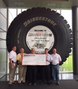 Pictured are (L to R) - Ron Brooks, Bridgestone OR Plant Mgr., Don Hallman, President, Aiken Chapter SCSPE, Ron Silton, Secretary/Treasurer, Aiken Chapter SCSPE, Jeff Pike, MATHCOUNTS Coordinator, Aiken Chapter SCSPE & Mike Uhle, Bridgestone HR Service Leader